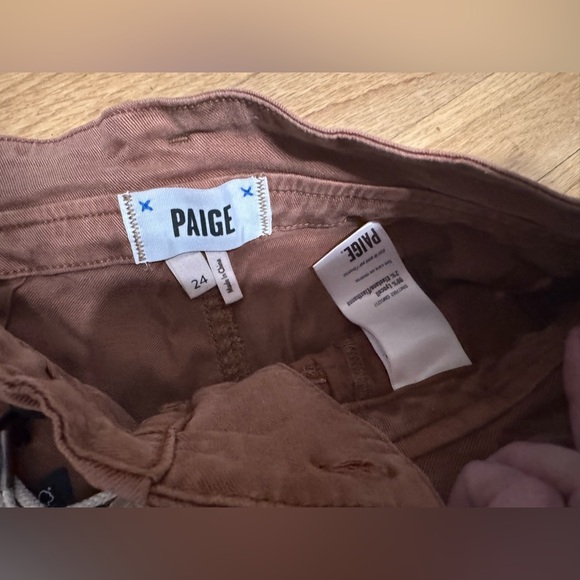 PAIGE Carly Short High Wasited Paper Bag Waist in Vintage Mocha Bisque - Picture 8 of 9